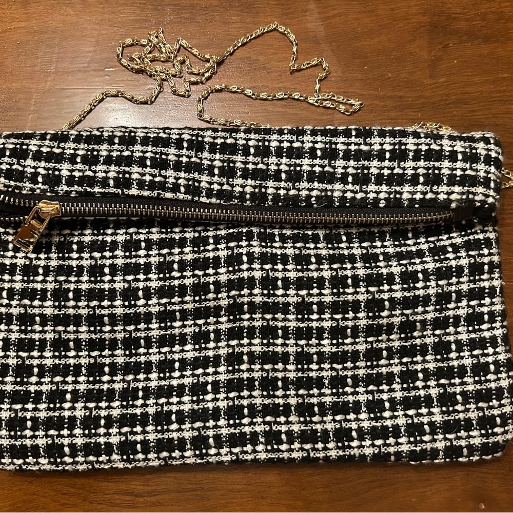 Kristine Elegant Tweed Clutch with Chain Strap